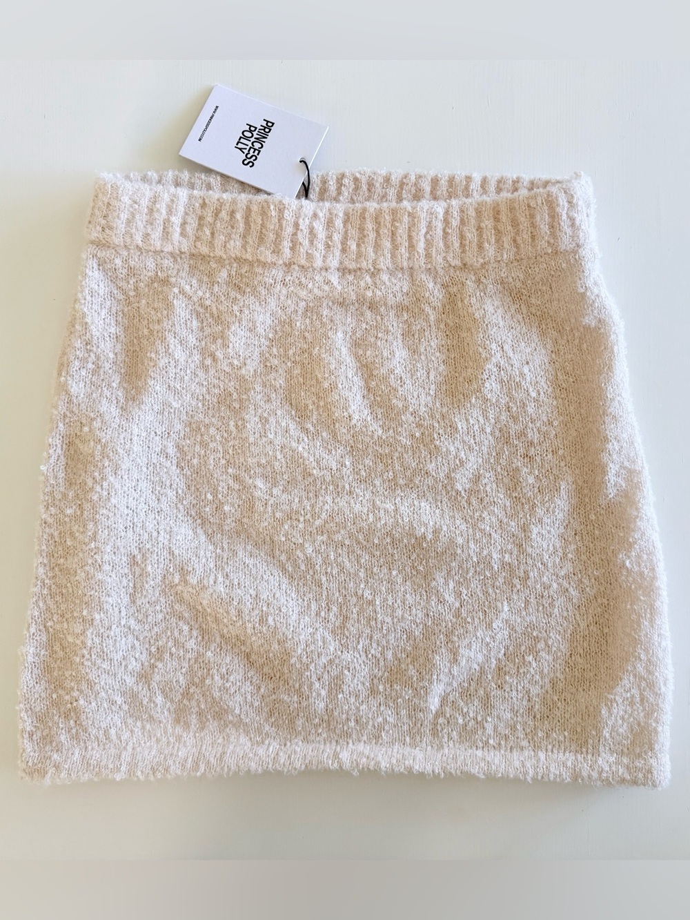 NEW Princess Polly Isavella Cream Knit Mini Skirt